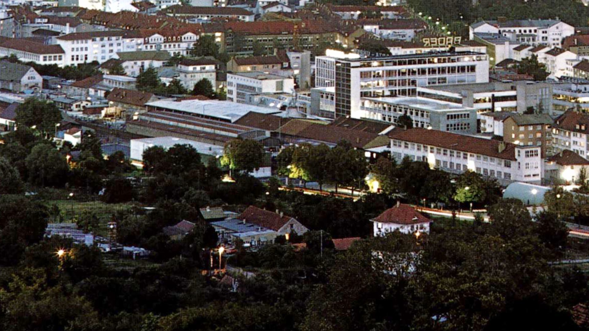 Fahrländer Gebiet in Maihälden in 1980er Jahre - Luftaufnahme des Industriegebiets